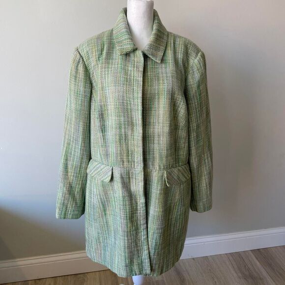 Worthington Women's Sz 18 Green Tweed Jacket Preppy Twee Retro Mod 60's Academia - Picture 1 of 7